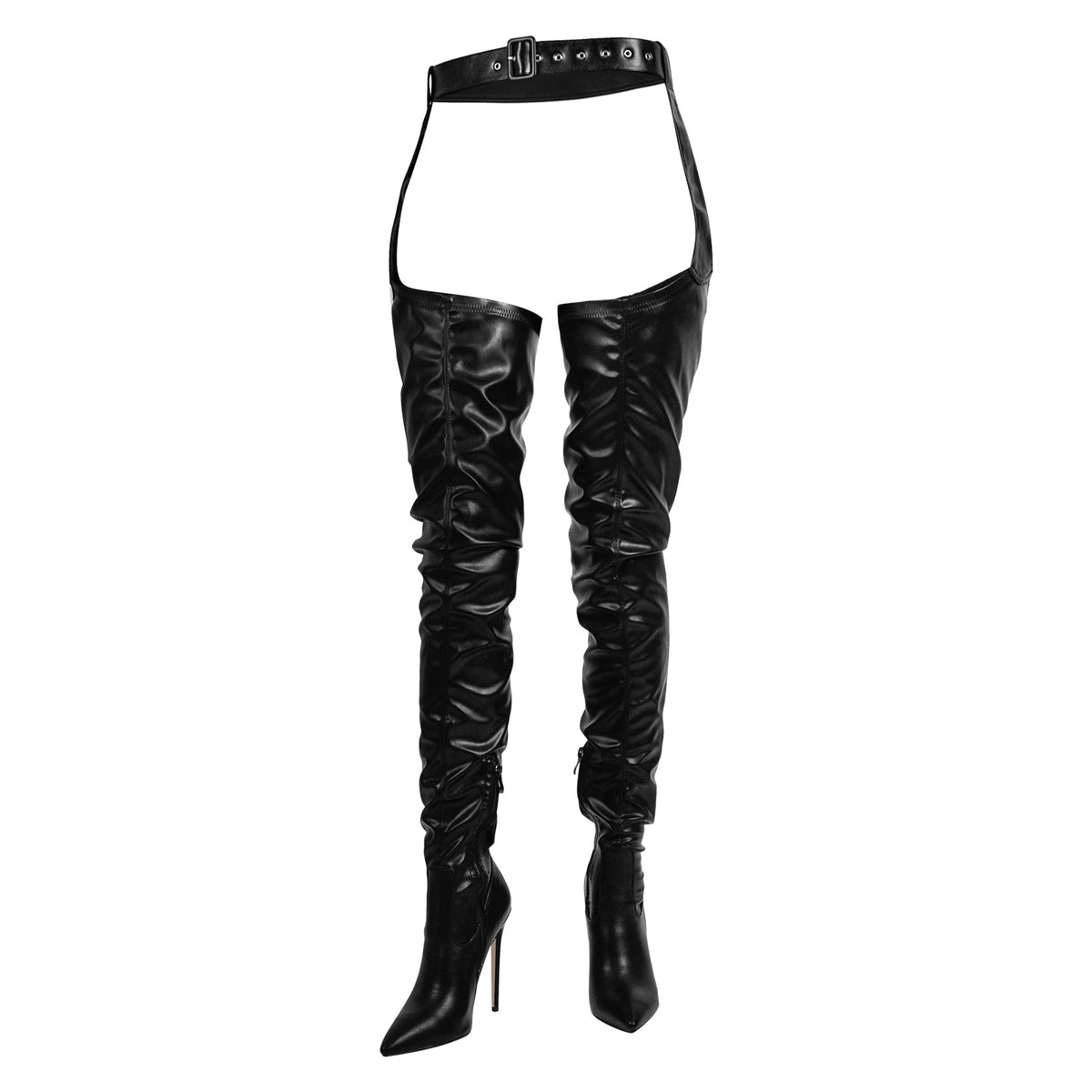 Black Pleated Stiletto Heeled Pant Boots | Onlymaker Great Value