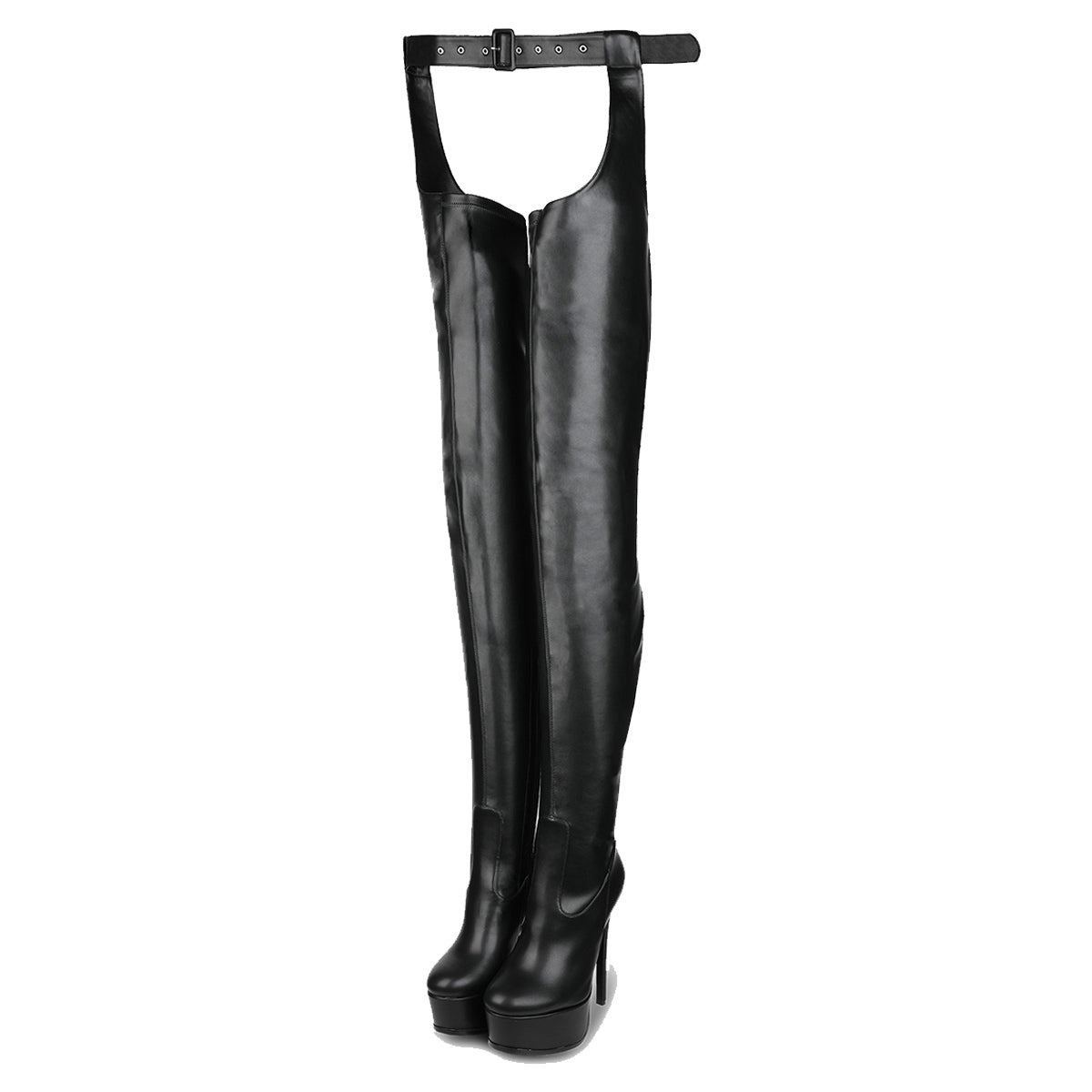 Round Toe Platform Stiletto Stretchy Pantyhose Boots | Onlymaker Featured