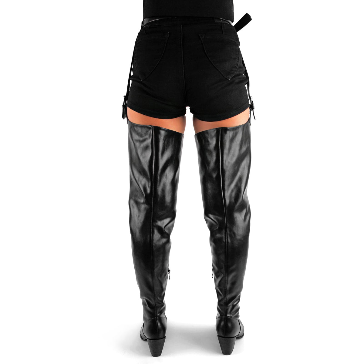 Pointed Toe Buckle Chunky Heel Pant Boots | Onlymaker Quality