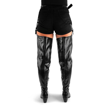 Pointed Toe Buckle Chunky Heel Pant Boots | Onlymaker Quality