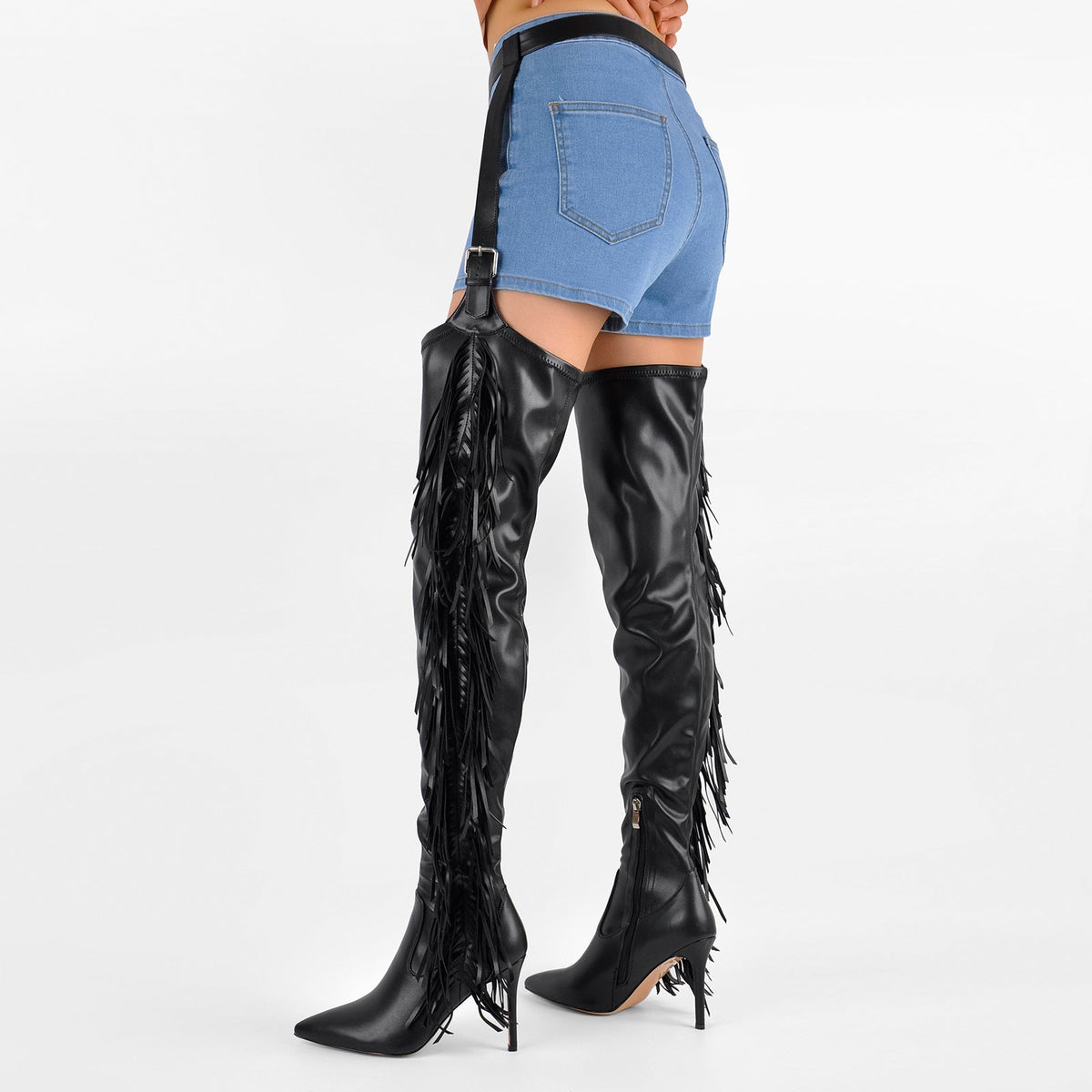Pointed Toe Fringe Stiletto Pant Boots | Onlymaker Essential