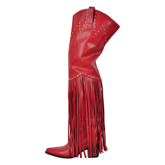 Chunky Heel Fringe Over The Knee Boots | Onlymaker Customer Favorite