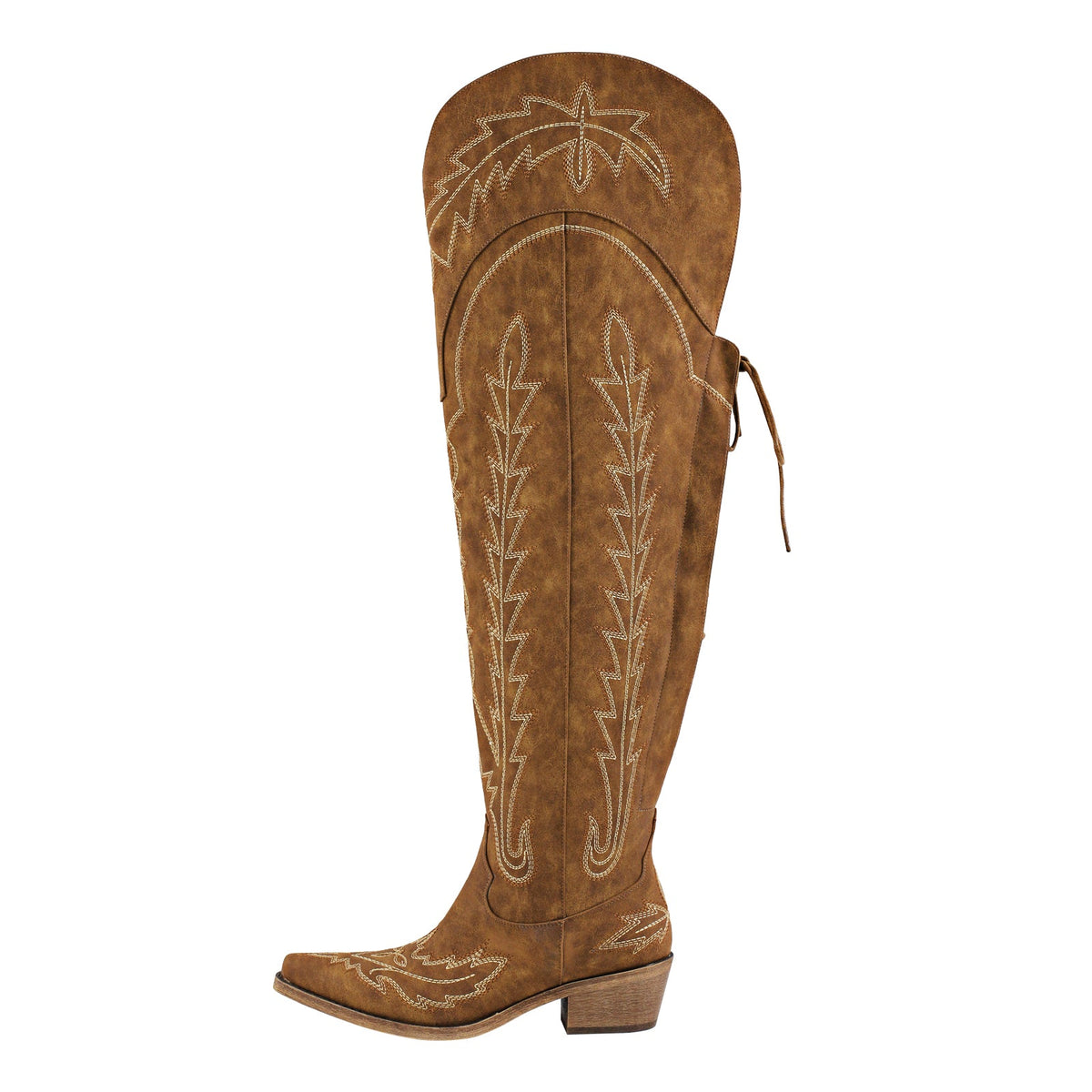 Embroidery Back Lace-up Over The Knee Western Boots | Onlymaker Deals