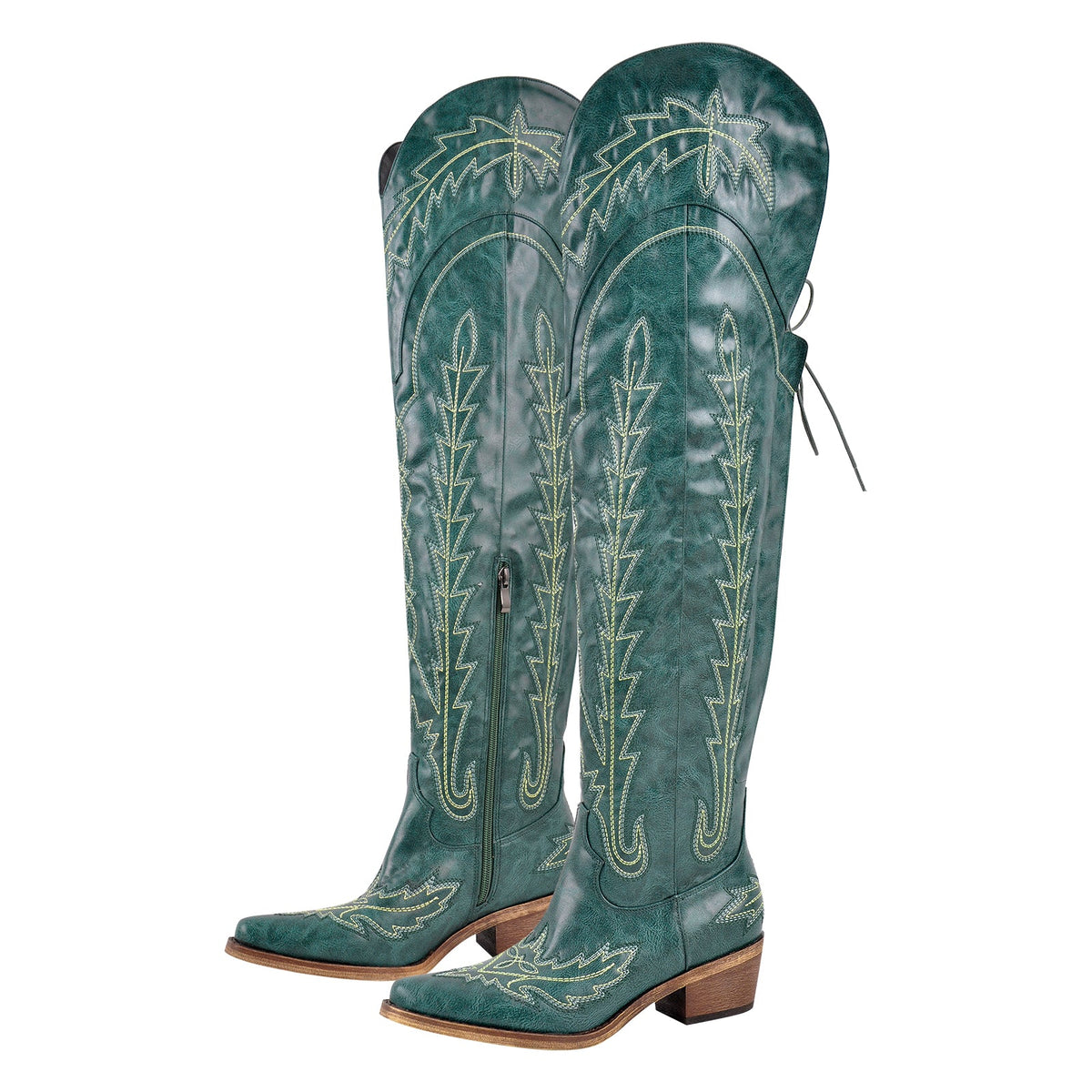 Embroidery Back Lace-up Over The Knee Western Boots | Onlymaker Deals
