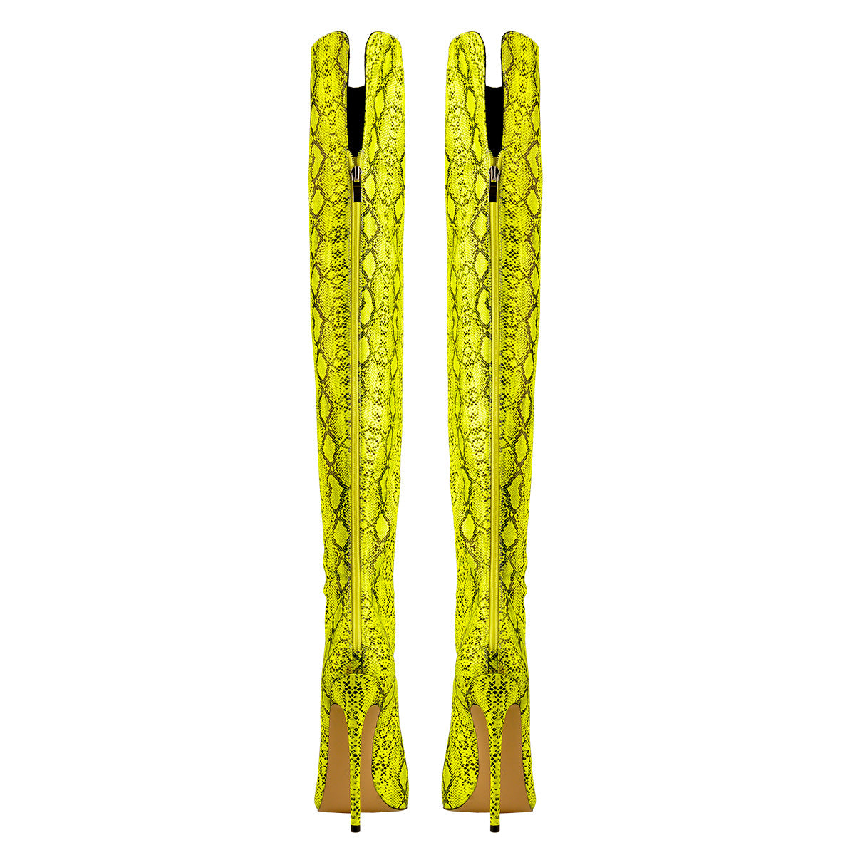 Open Toe Snake Fluorescent Color Stiletto High Heel Over The Knee Boot | Onlymaker Essential