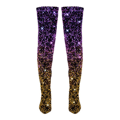 Sequins Gradient Color Pointed Toe Thigh High Stiletto Boots | Onlymaker Hot Sale