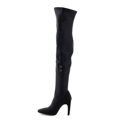 Stretchy Square Toe Block Heel Over the Knee Boots | Onlymaker Top Pick