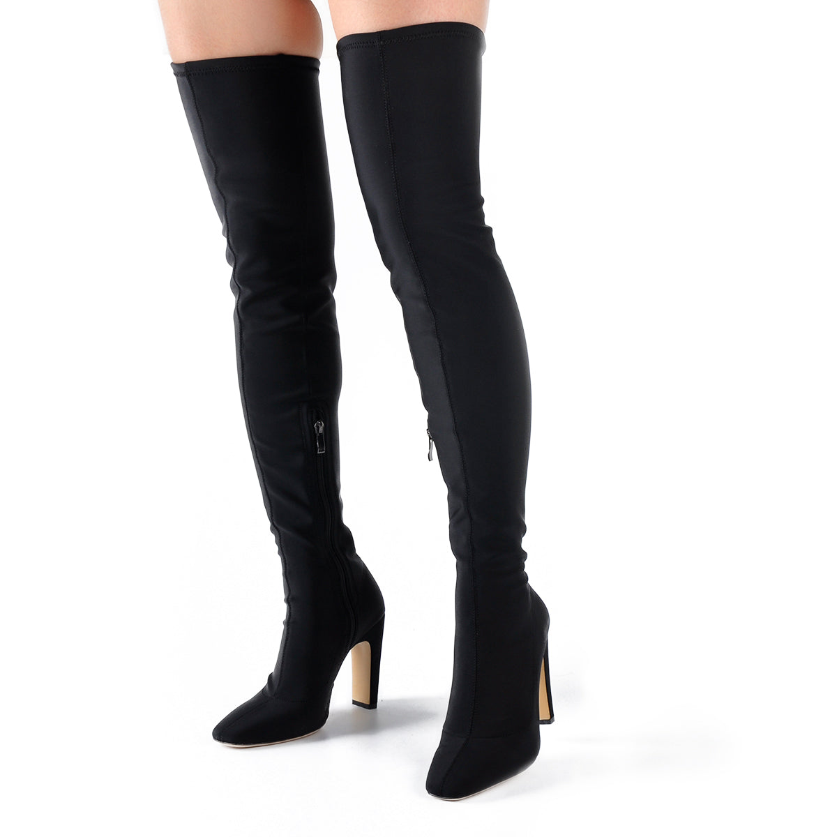 Stretchy Square Toe Block Heel Over the Knee Boots | Onlymaker Top Pick