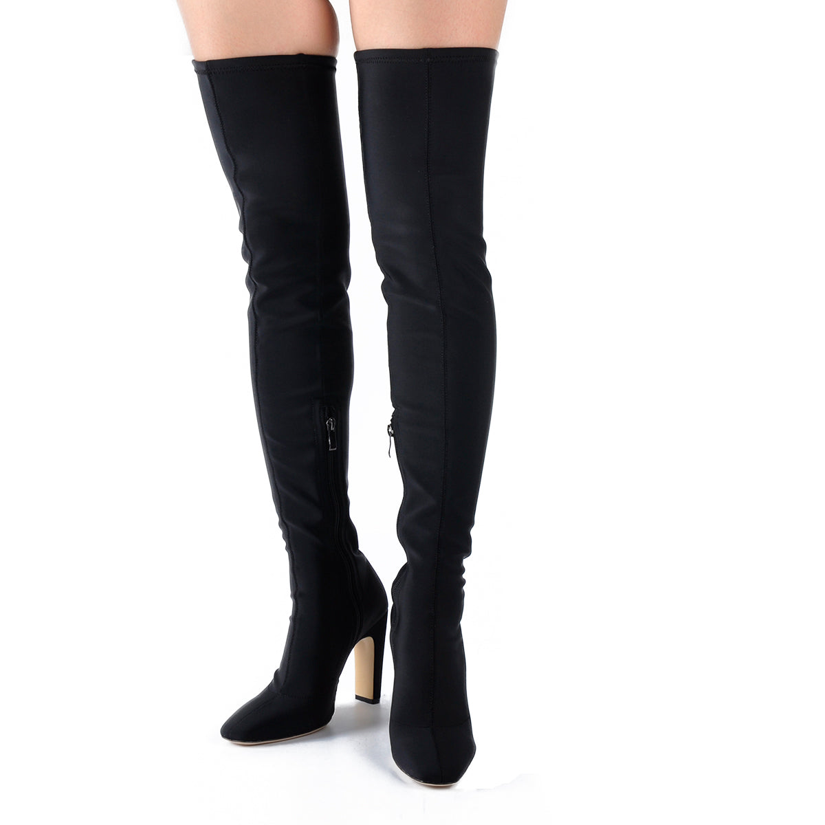 Stretchy Square Toe Block Heel Over the Knee Boots | Onlymaker Top Pick