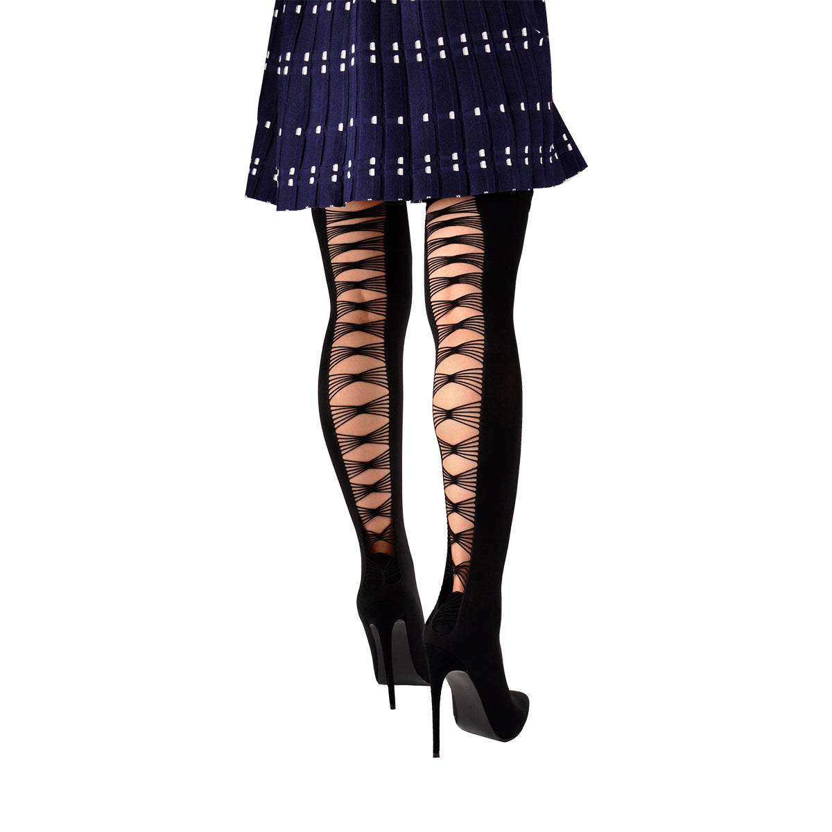 Thigh High Pointy Toe Stiletto Stretch Back Hollow Out Stocking Bootie | Onlymaker Latest