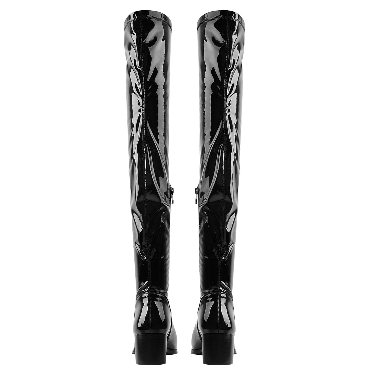 Black Patent Leather Over The Knee Boots | Onlymaker Top Pick
