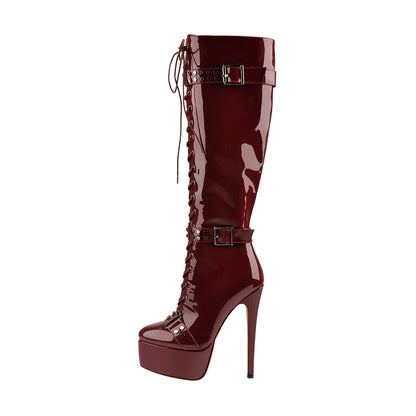 Platform Lace-Up High Heel Stiletto Over The Knee Boots | Onlymaker Signature