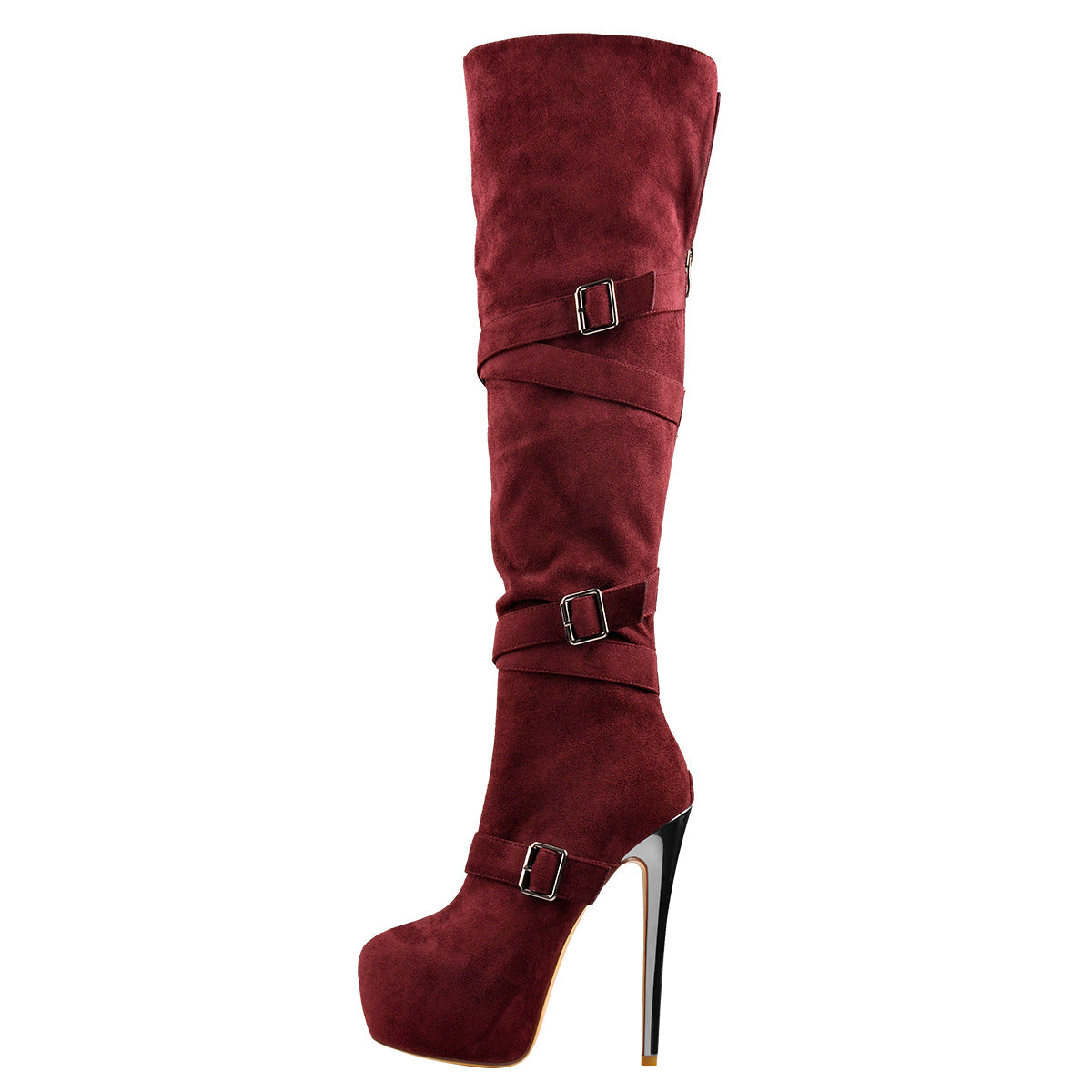 Suede Platform Buckle Stiletto Over The Knee High Boots | Onlymaker Premium