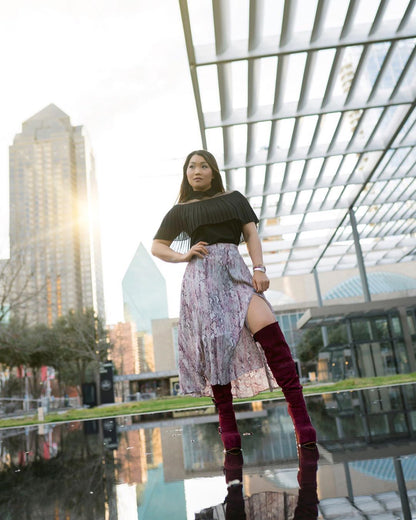 Suede Platform Buckle Stiletto Over The Knee High Boots | Onlymaker Premium