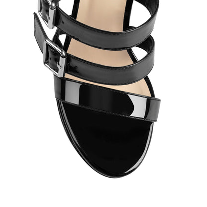 Round Toe Black Over The Knee Stiletto Boots Sandals | Onlymaker Customer Favorite