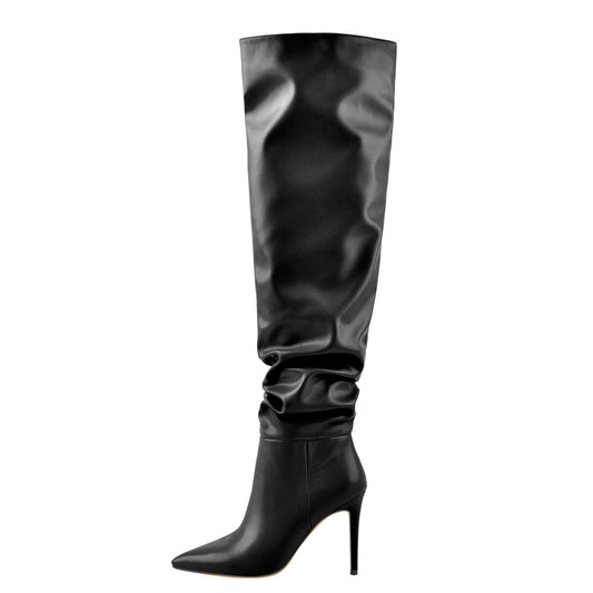 Pointed Toe Tight High Boots 4in Stiletto Heel | Onlymaker Great Value
