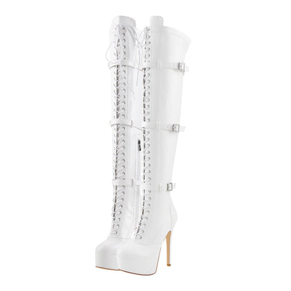 Platform Lace-Up Over The Knee Thigh Boots | Onlymaker Trusted