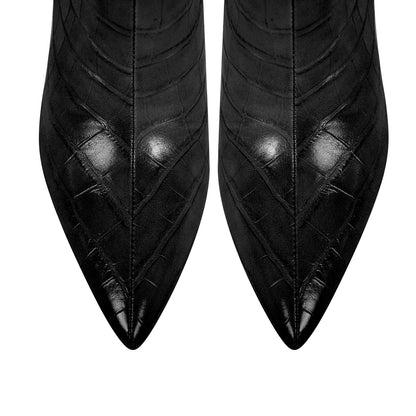 Stone Print Pointed Toe Stiletto Thigh High Boots | Onlymaker Popular