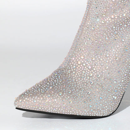 Pointed Toe Rhinestone Tassels Over The Knee Boots | Onlymaker Smart Buy