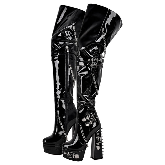Buckle Strap Rivet Platform Ovee the Knee Boots | Onlymaker Classic