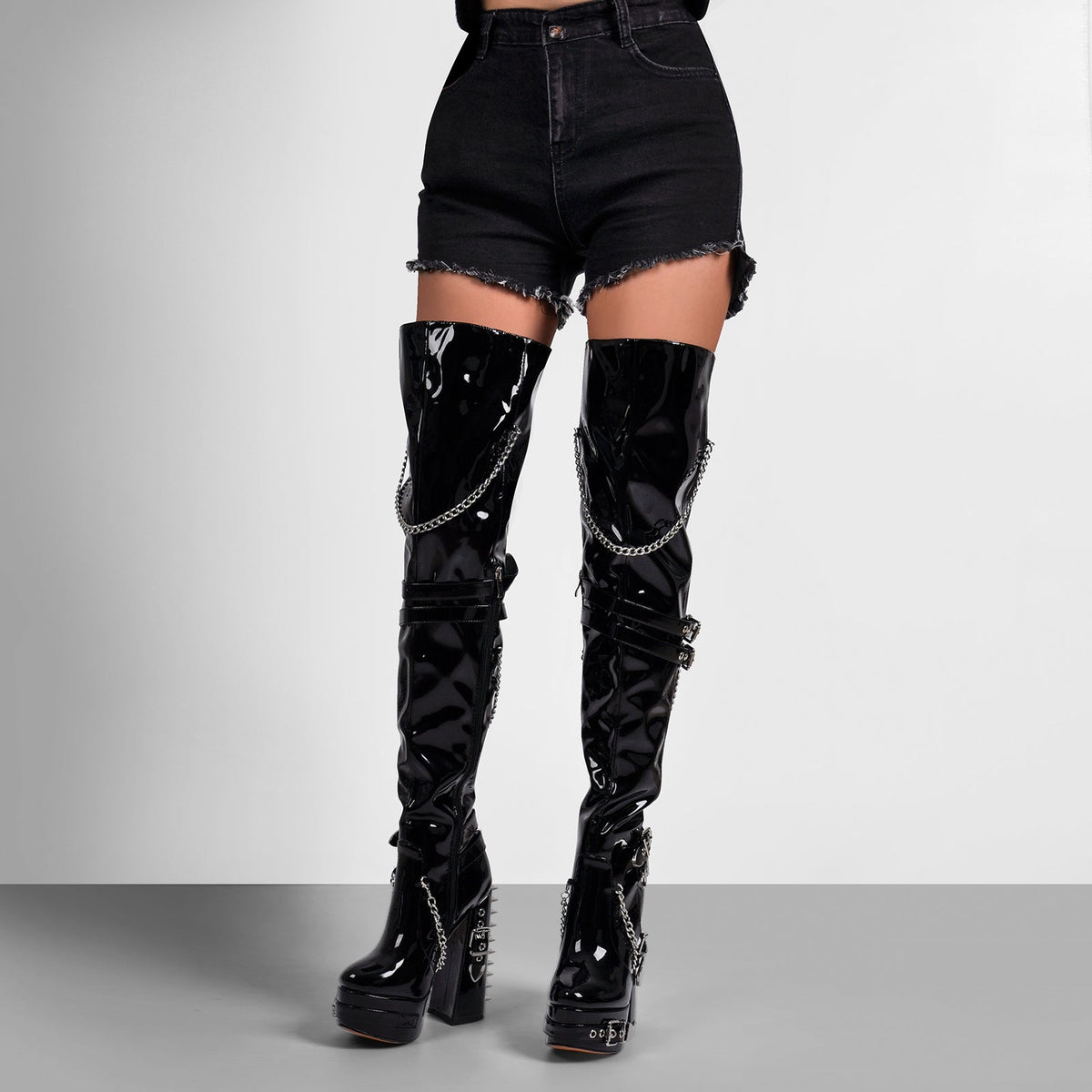 Buckle Strap Rivet Platform Ovee the Knee Boots | Onlymaker Classic