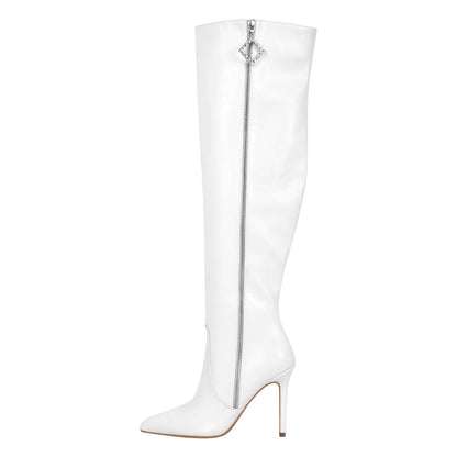 Pointed Toe Zipper Over The Knee Stilettos Boots | Onlymaker Top Pick