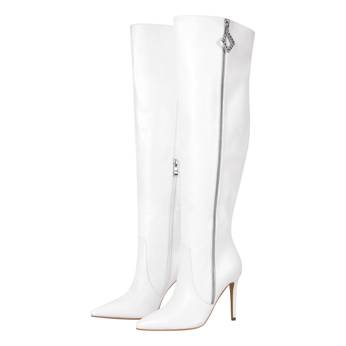 Pointed Toe Zipper Over The Knee Stilettos Boots | Onlymaker Top Pick