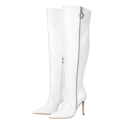 Pointed Toe Zipper Over The Knee Stilettos Boots | Onlymaker Top Pick