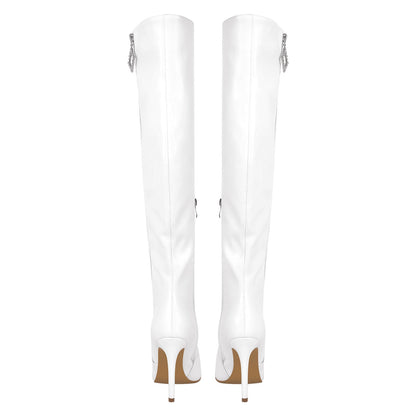 Pointed Toe Zipper Over The Knee Stilettos Boots | Onlymaker Top Pick
