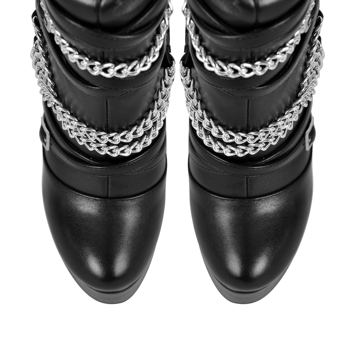 Chain Round Toe Platform Stilettos Over The Knee Boots | Onlymaker Best Seller