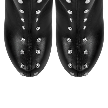 Black Platform Rivets Over The Knee Boots | Onlymaker Classic