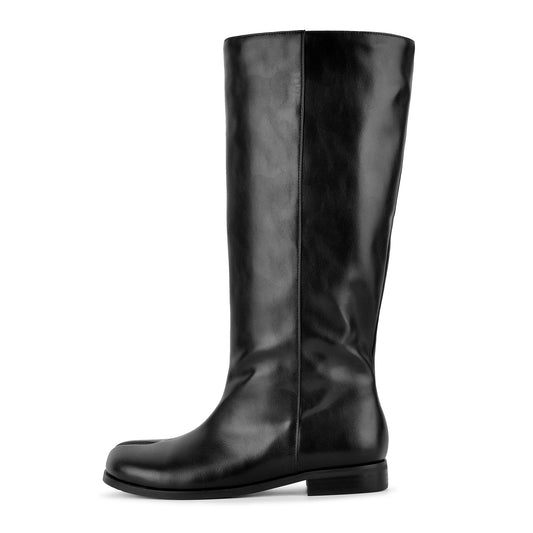 Round Toe Tabi Knee High Flat Boots | Onlymaker Value