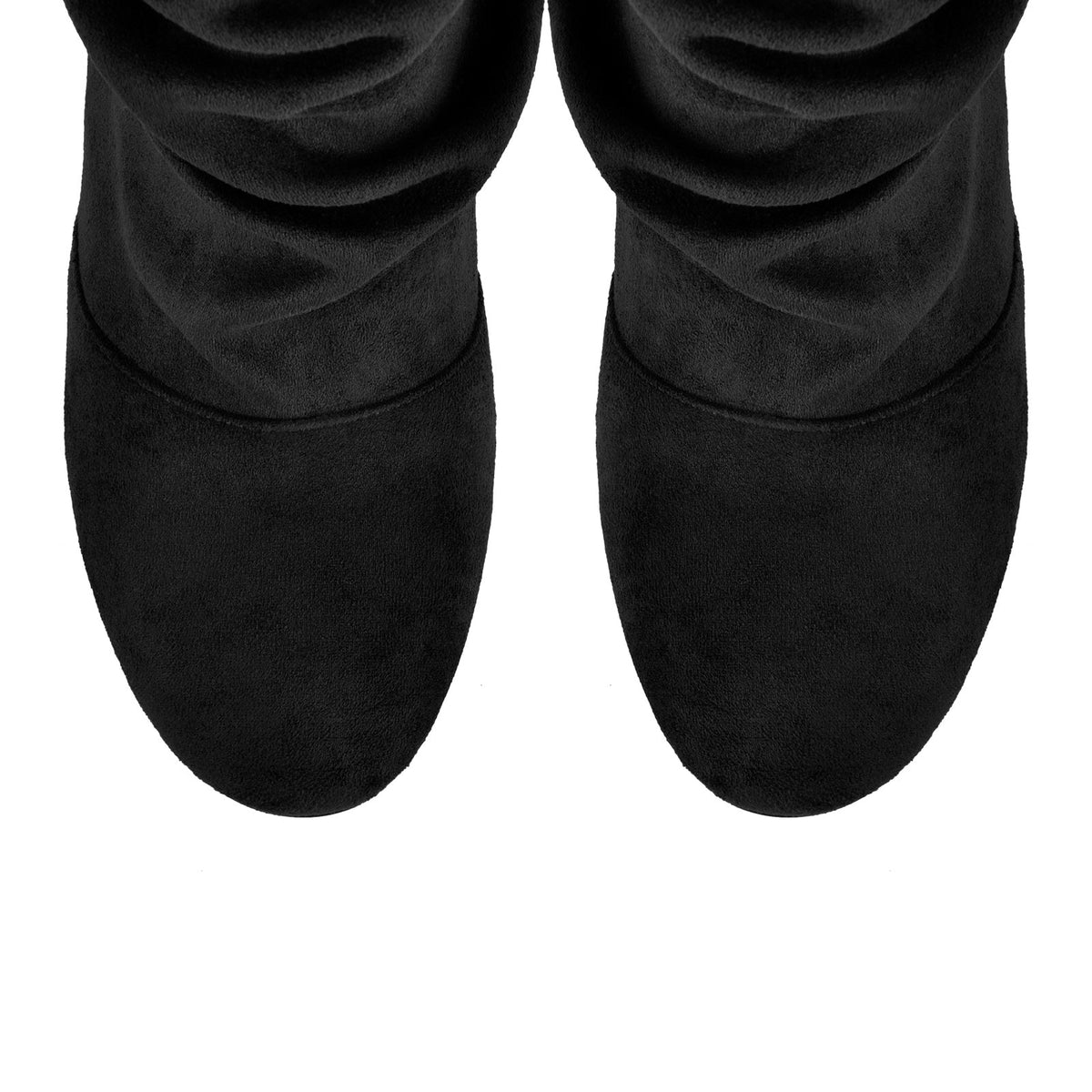 Suede Round Toe Ruched Stiletto Knee High Boots | Onlymaker Recommended