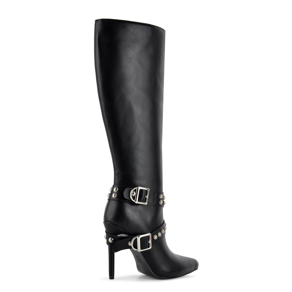 Pointed Toe Studded Buckle Strap Knee High Boots | Onlymaker Popular