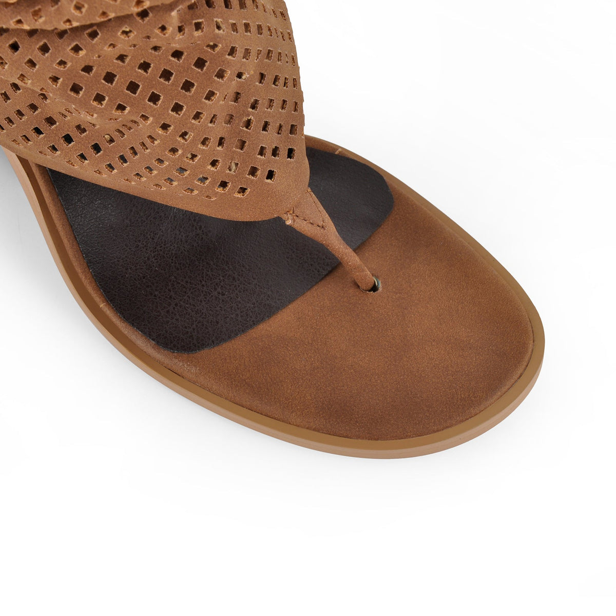 Perforated Flip-Flop Buckle Knee High Boots | Onlymaker Sale