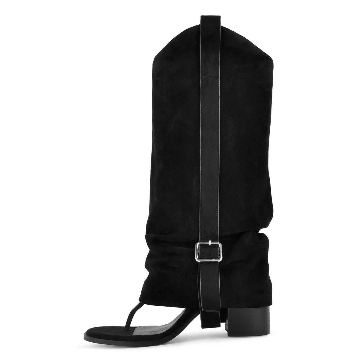 Suede Flip-Flop Buckle Knee High Boots | Onlymaker Essential