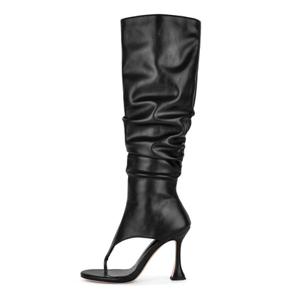 Round Toe Flip Flops Knee High Boots Sandals | Onlymaker Special Offer