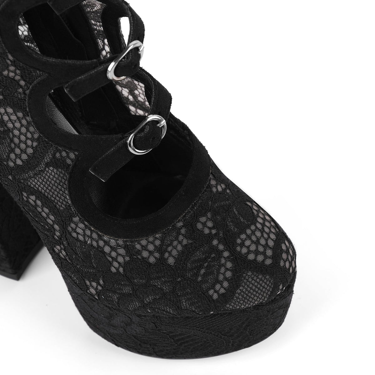 Lace Mesh Multi Buckle Strap Knee High Boots | Onlymaker Great Value