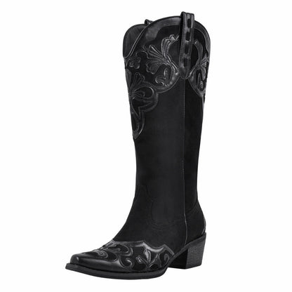 Pointed Toe Suede Knee High Western Boots | Onlymaker Everyday
