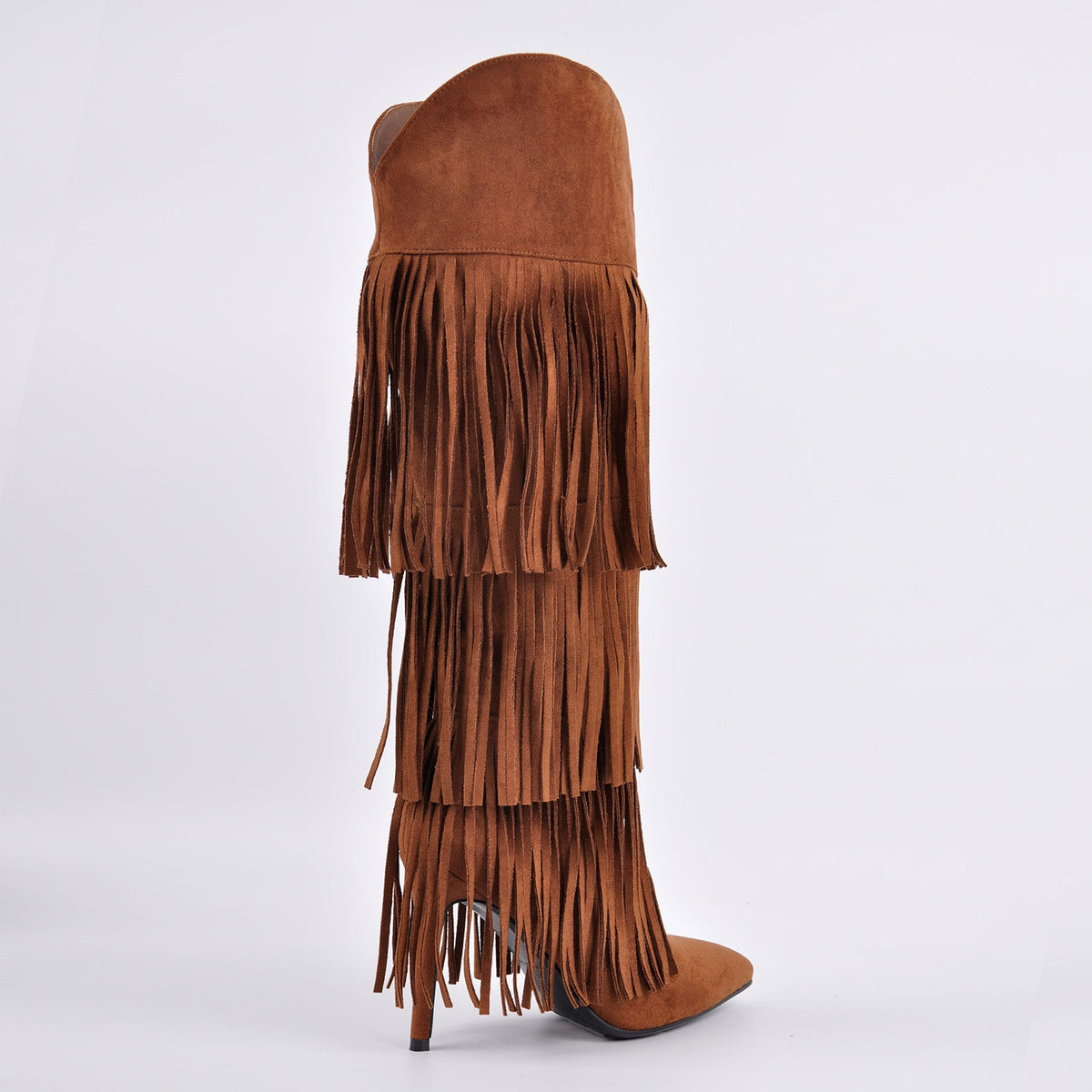 Pointed Toe Suede Fringe Knee High Boots | Onlymaker Top Pick