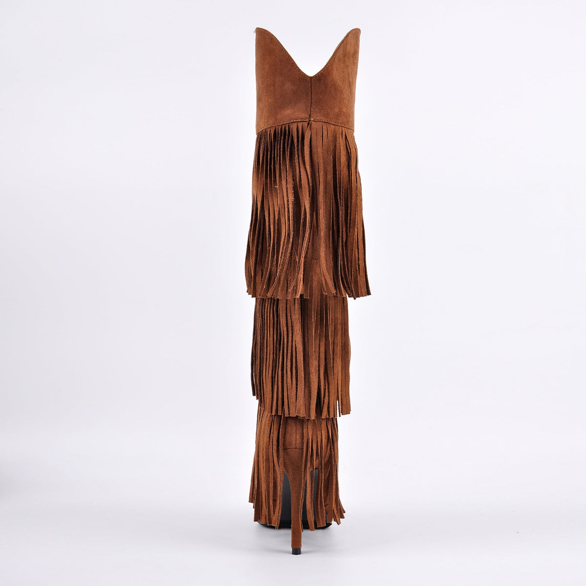 Pointed Toe Suede Fringe Knee High Boots | Onlymaker Top Pick