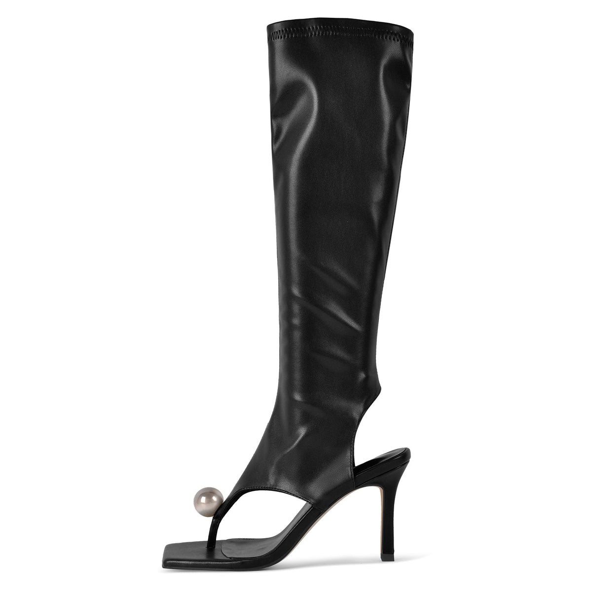 Thong Square Toe Knee High Bootie Sandals | Onlymaker Deals