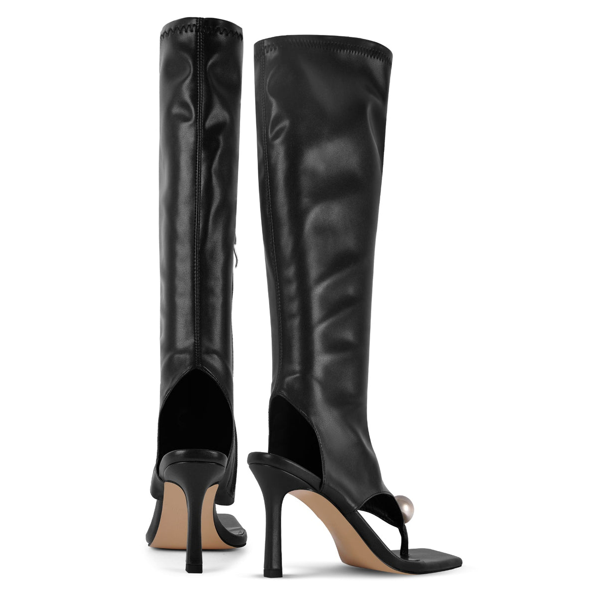 Thong Square Toe Knee High Bootie Sandals | Onlymaker Deals