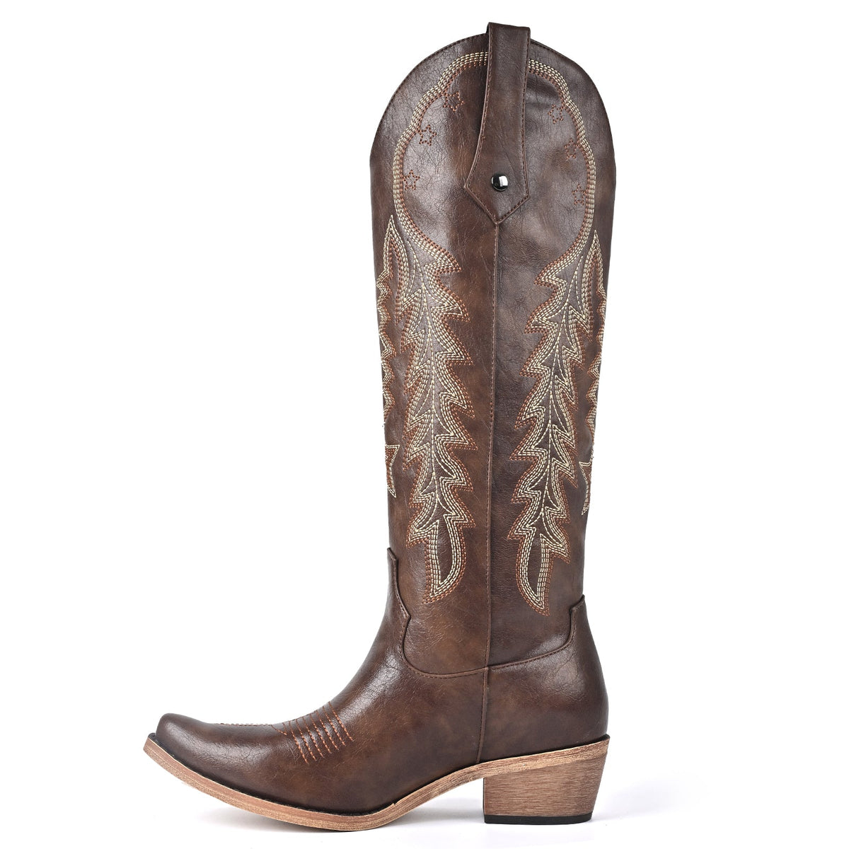 Pointed Toe Embroidery Knee High Western Boots | Onlymaker Special Offer