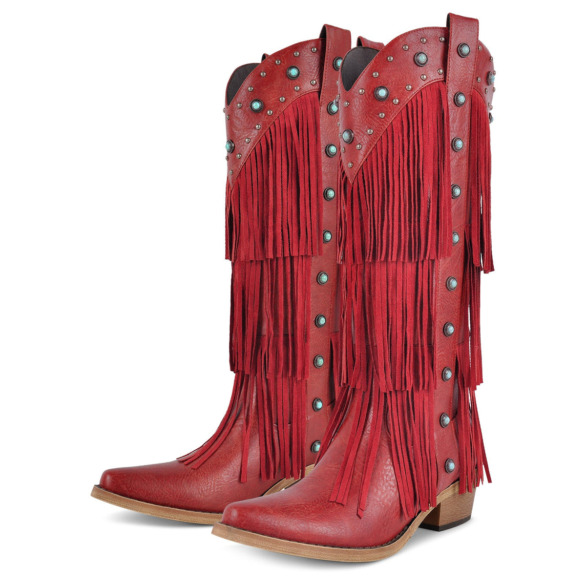 Fringe & Stud Knee High Western Boots | Onlymaker Premium