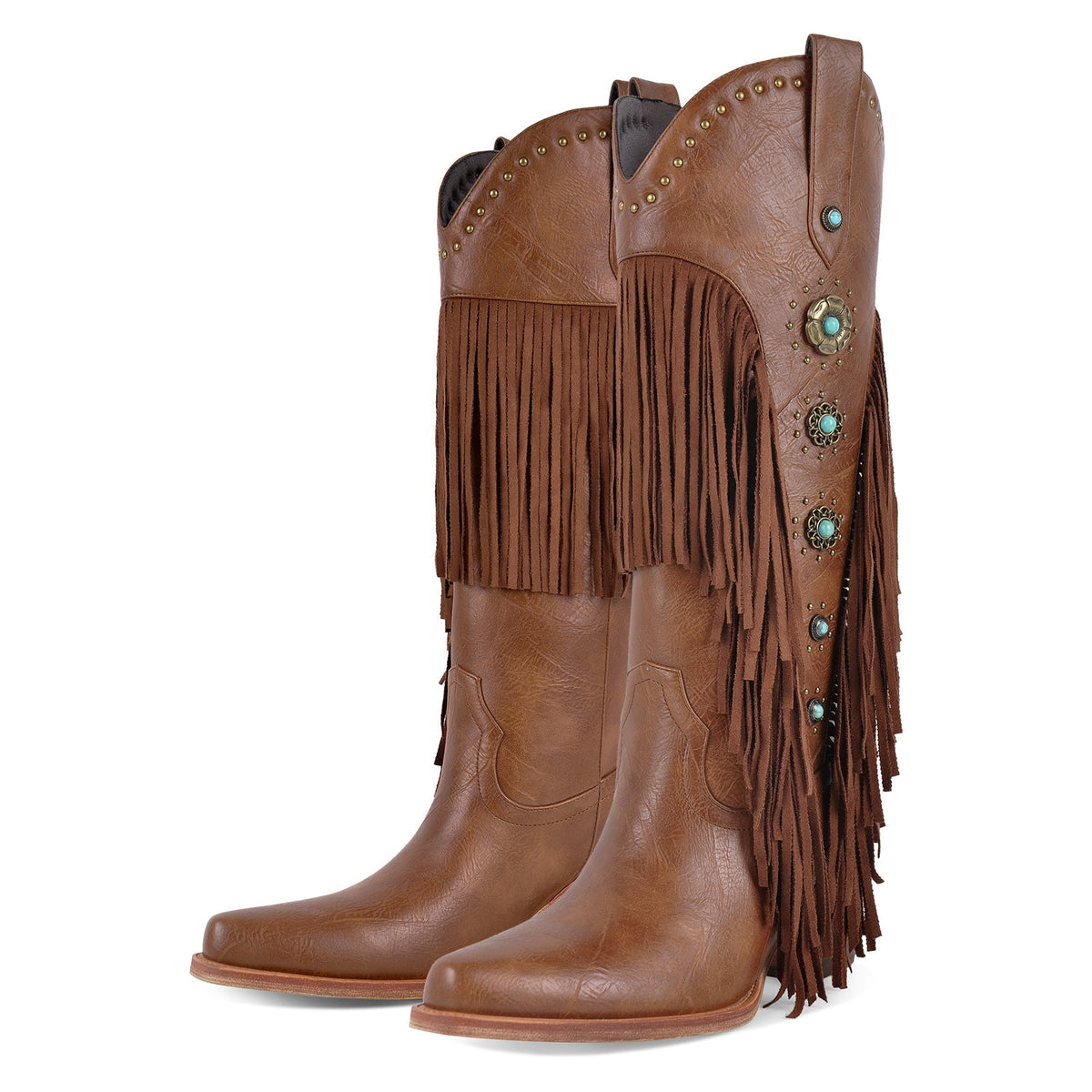 Fringe & Stud Western Boots | Onlymaker Everyday