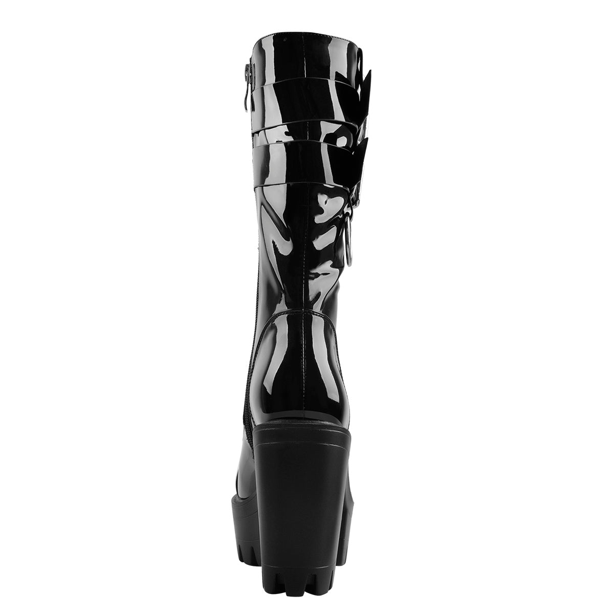 Black Platform Mid Calf Chunky High Heels Boots | Onlymaker Trusted