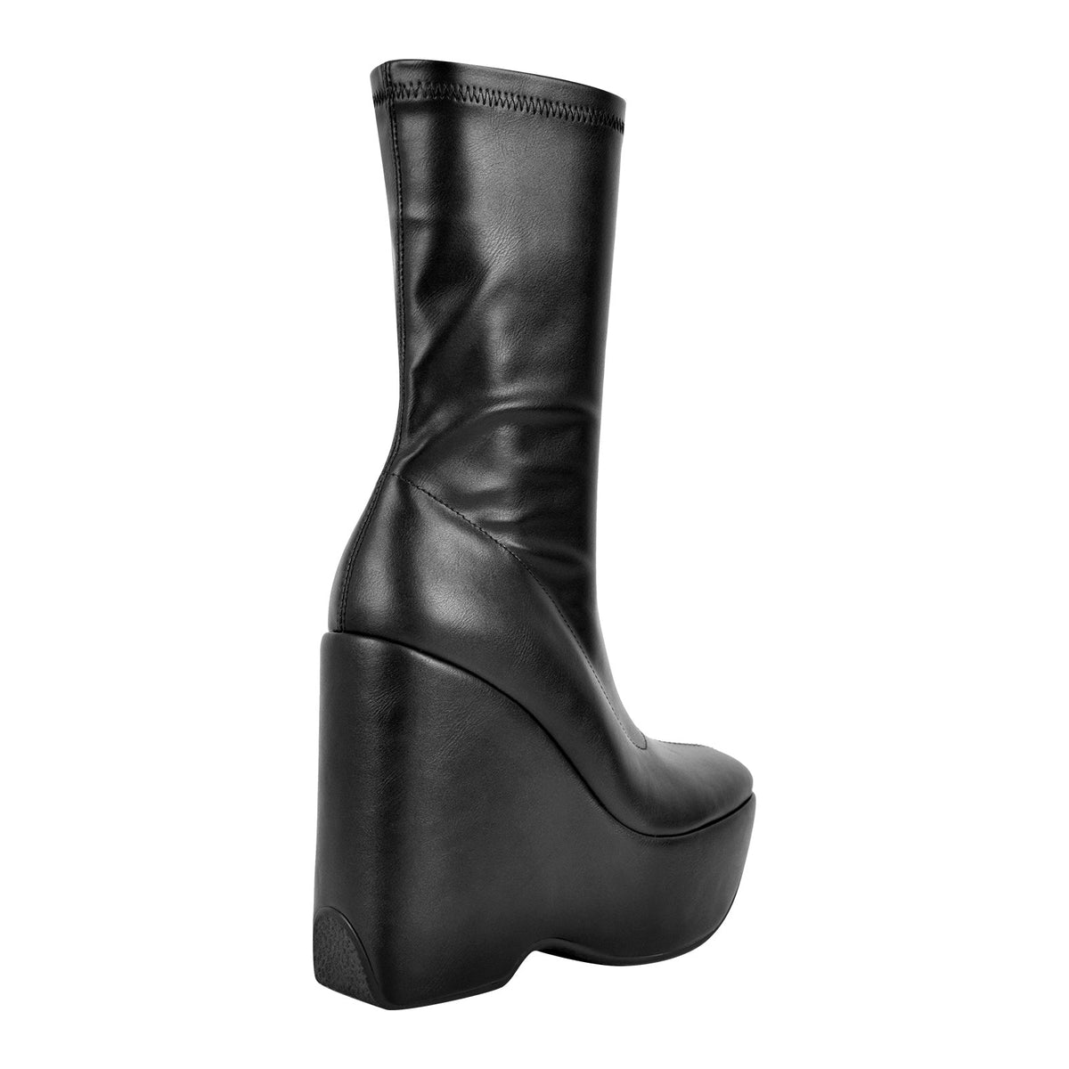 Black Platform Zip Up Mid-Calf Boots | Onlymaker Discount