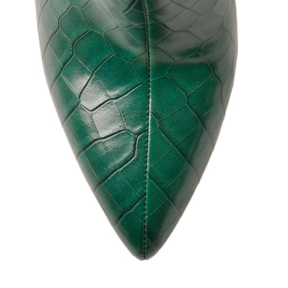 Pointed Toe Stone Pattern Chunky High Heels Darkseagreen Ankle Boots | Onlymaker Trending