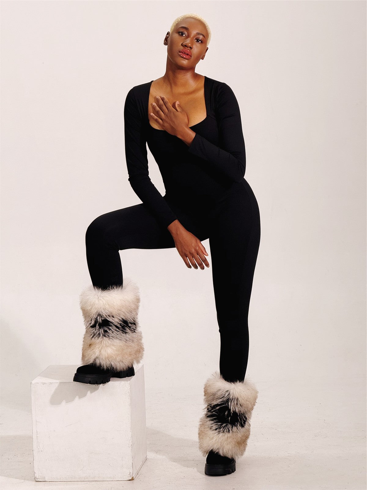 Fur Round Toe Platform Mid-Calf Boots | Onlymaker Sale